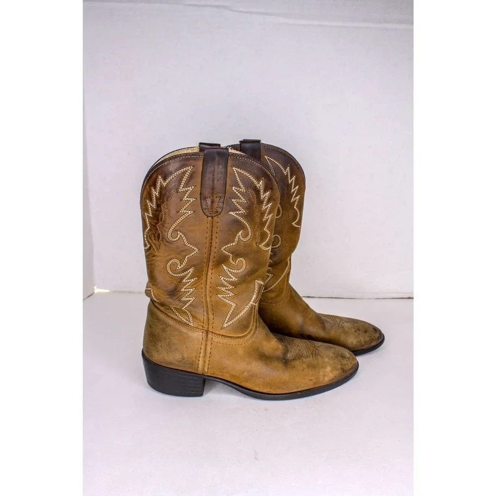 Dan Post Western Cowboy Boots Brown Leather Mens Size 5.5